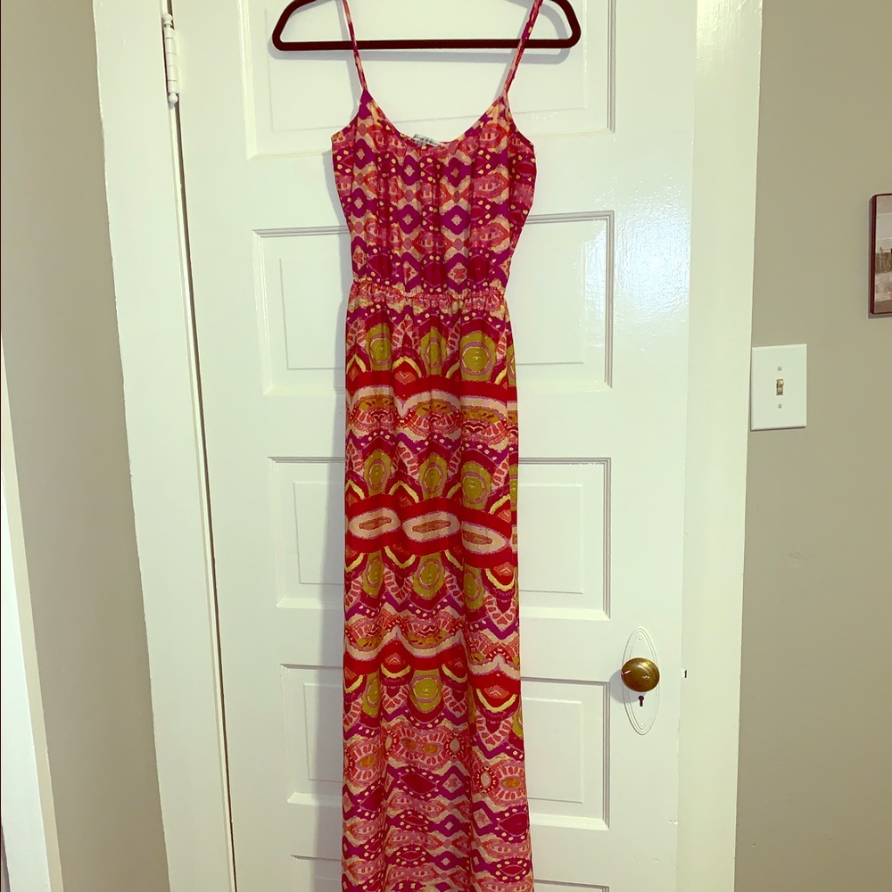 Collective concepts pink patterned maxi dress